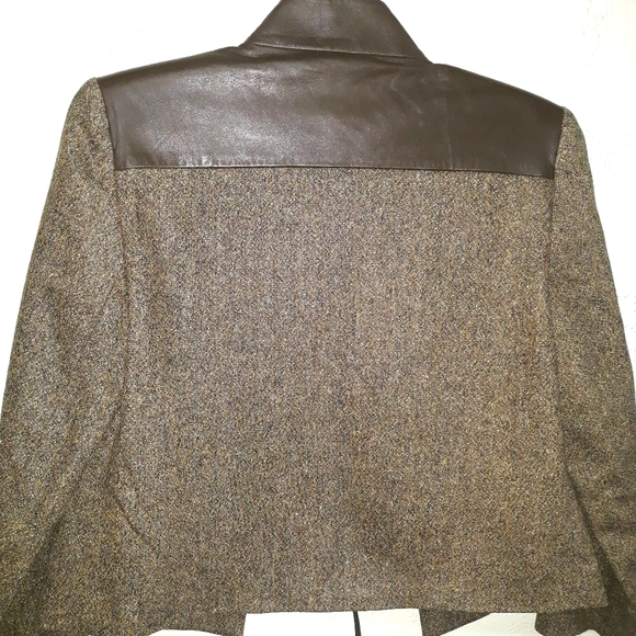 Leather and Twill Crop Jacket with Leather Tie - Picture 4 of 4